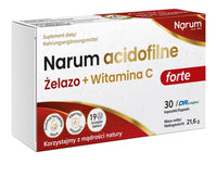 Żelazo Acidofilne + witamina C  30 kapsułek Narum  Probiotyk Karine