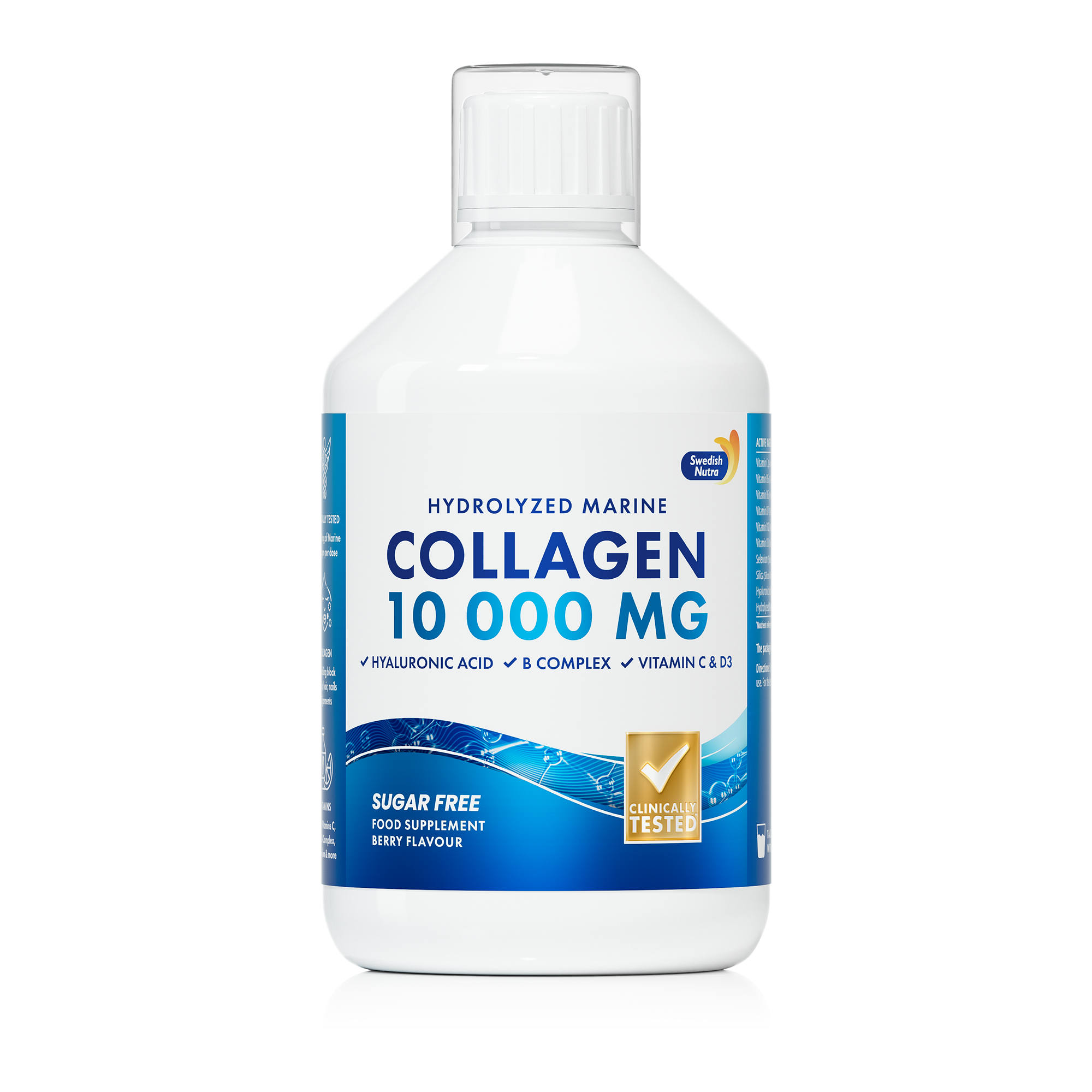 Swedish Nutra Collagen 10000 Marine Sugar Free 500 ml – kolagen morski z kwasem hialuronowym, biotyną i witaminami