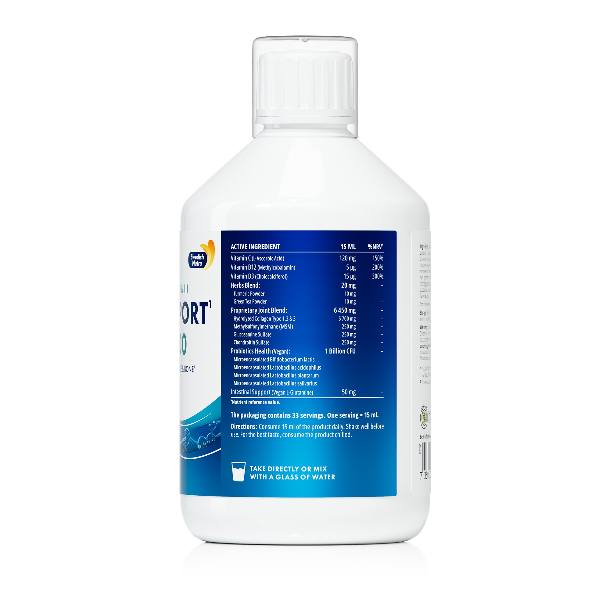 Swedish Nutra Joint Support Pro 500 ml  Kolagen na stawy z MSM i witaminami