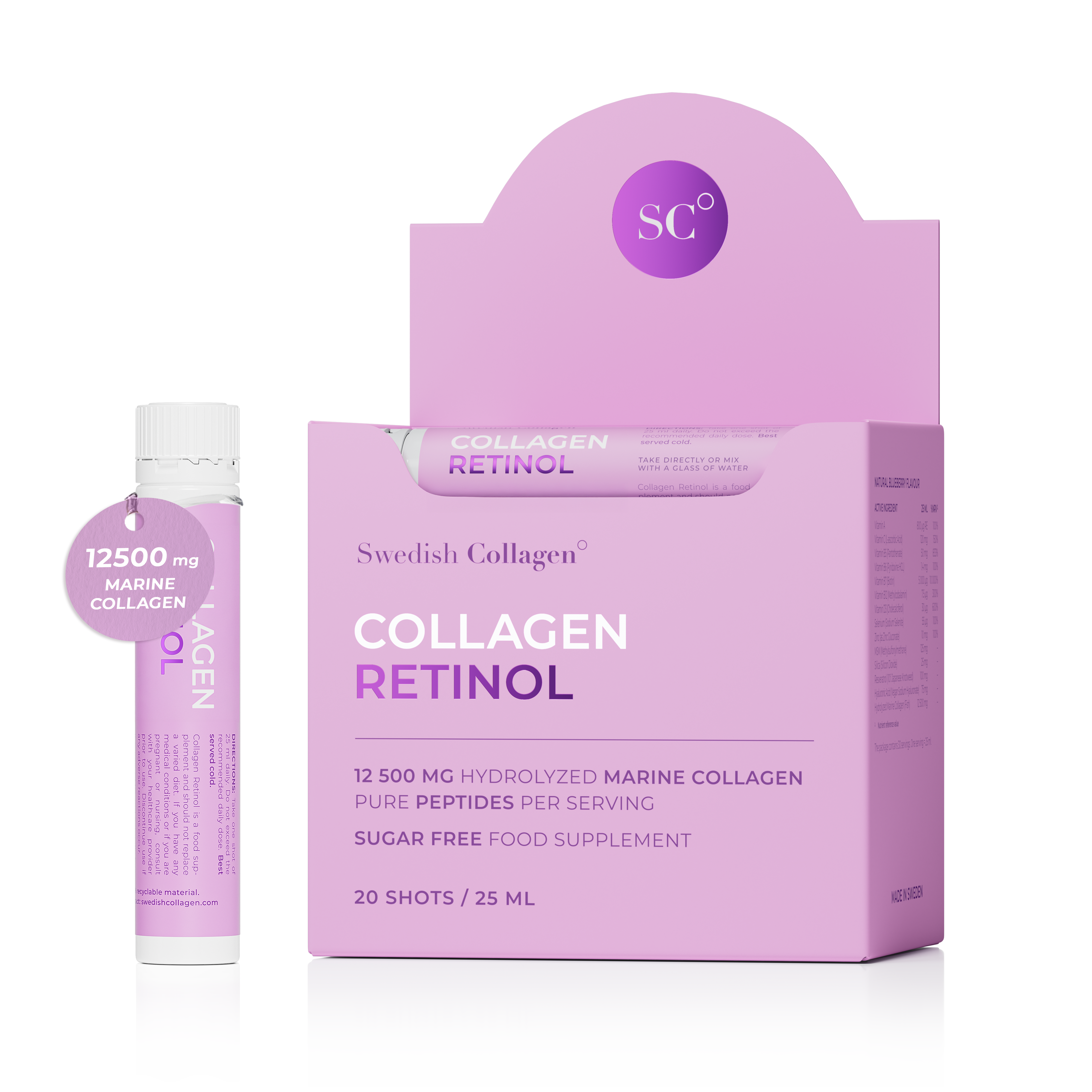Kolagen z retinolem 12500 mg 20 shotów Swedish Nutra