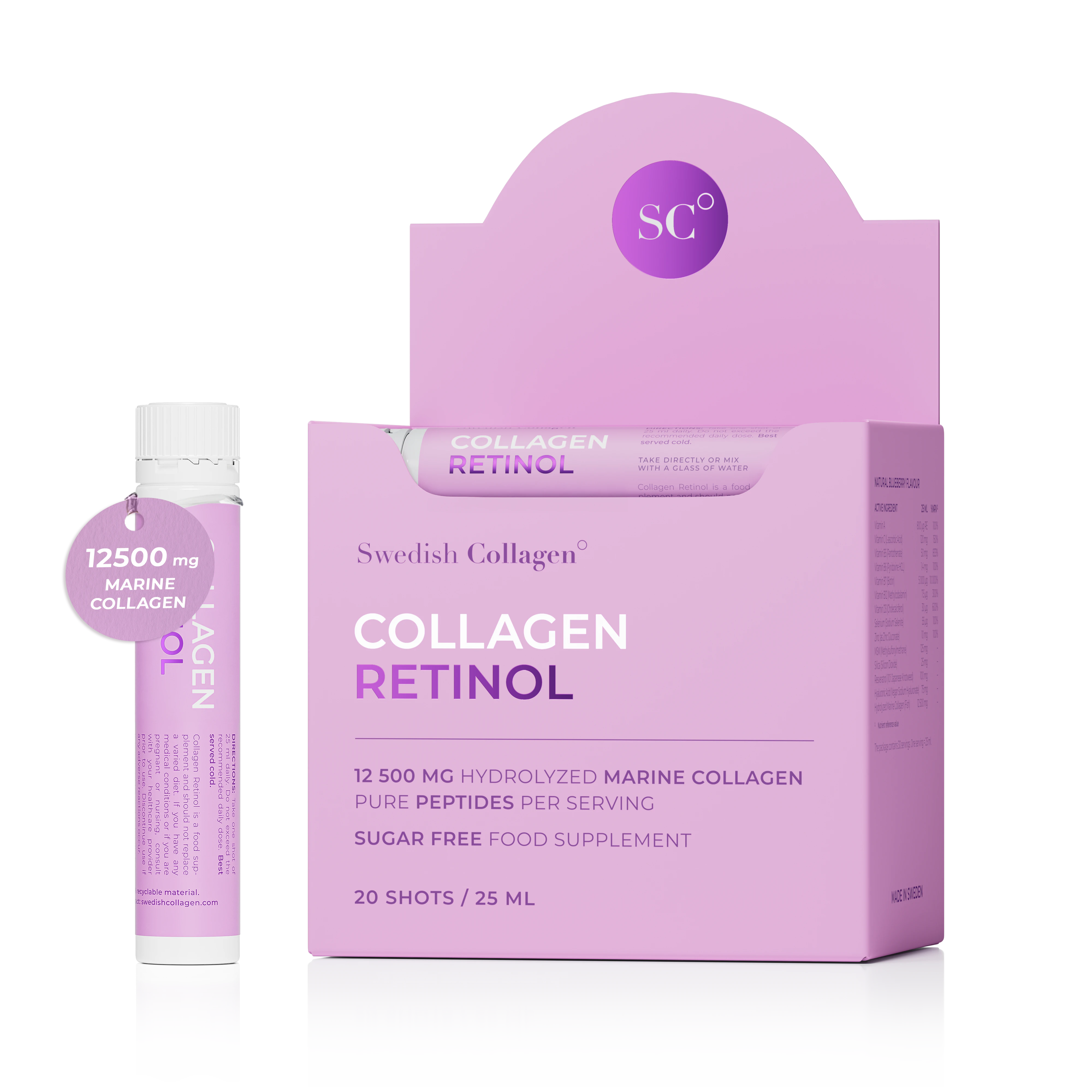 Kolagen z retinolem 12500 mg 20 shotów Swedish Nutra