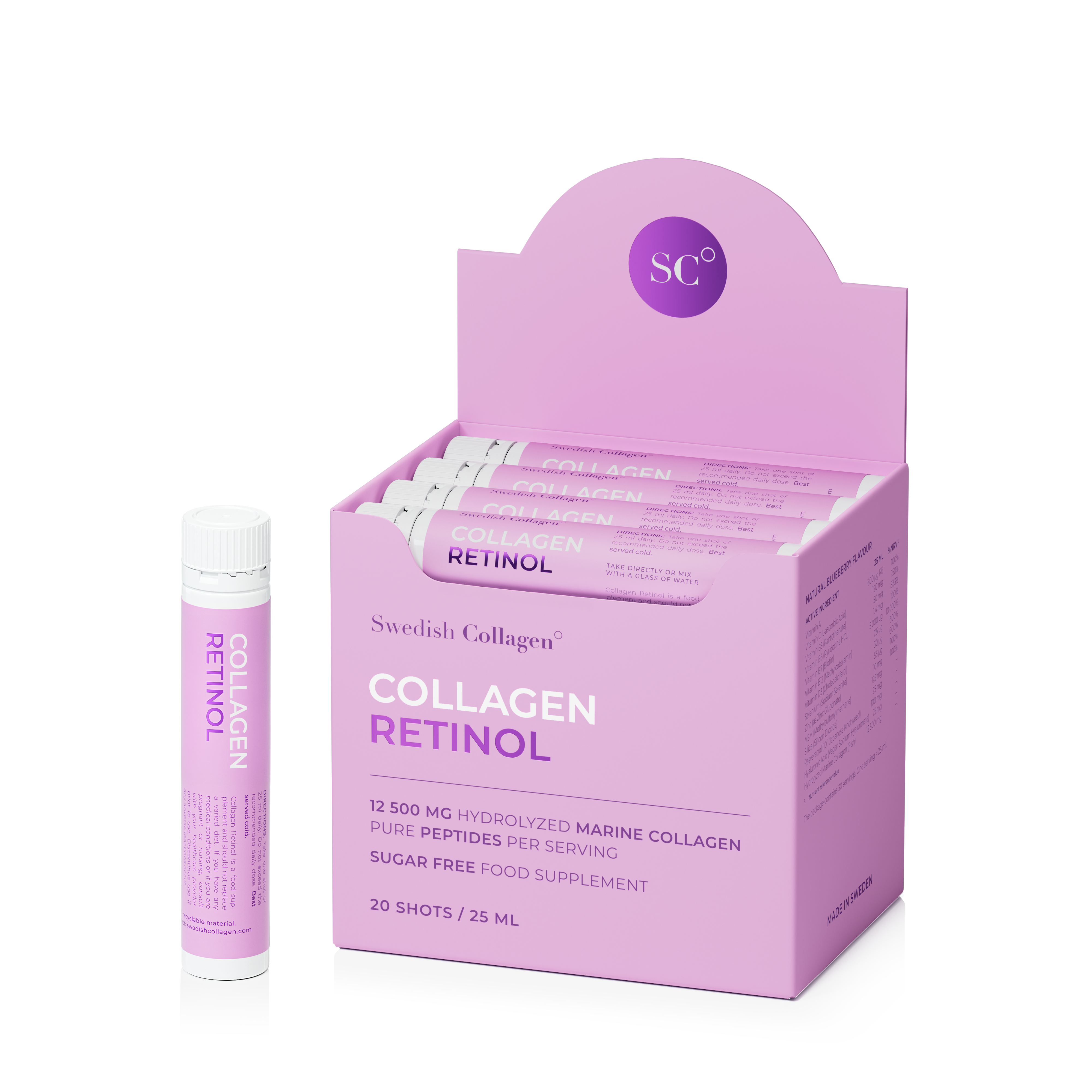 Kolagen z retinolem 12500 mg 20 shotów Swedish Nutra
