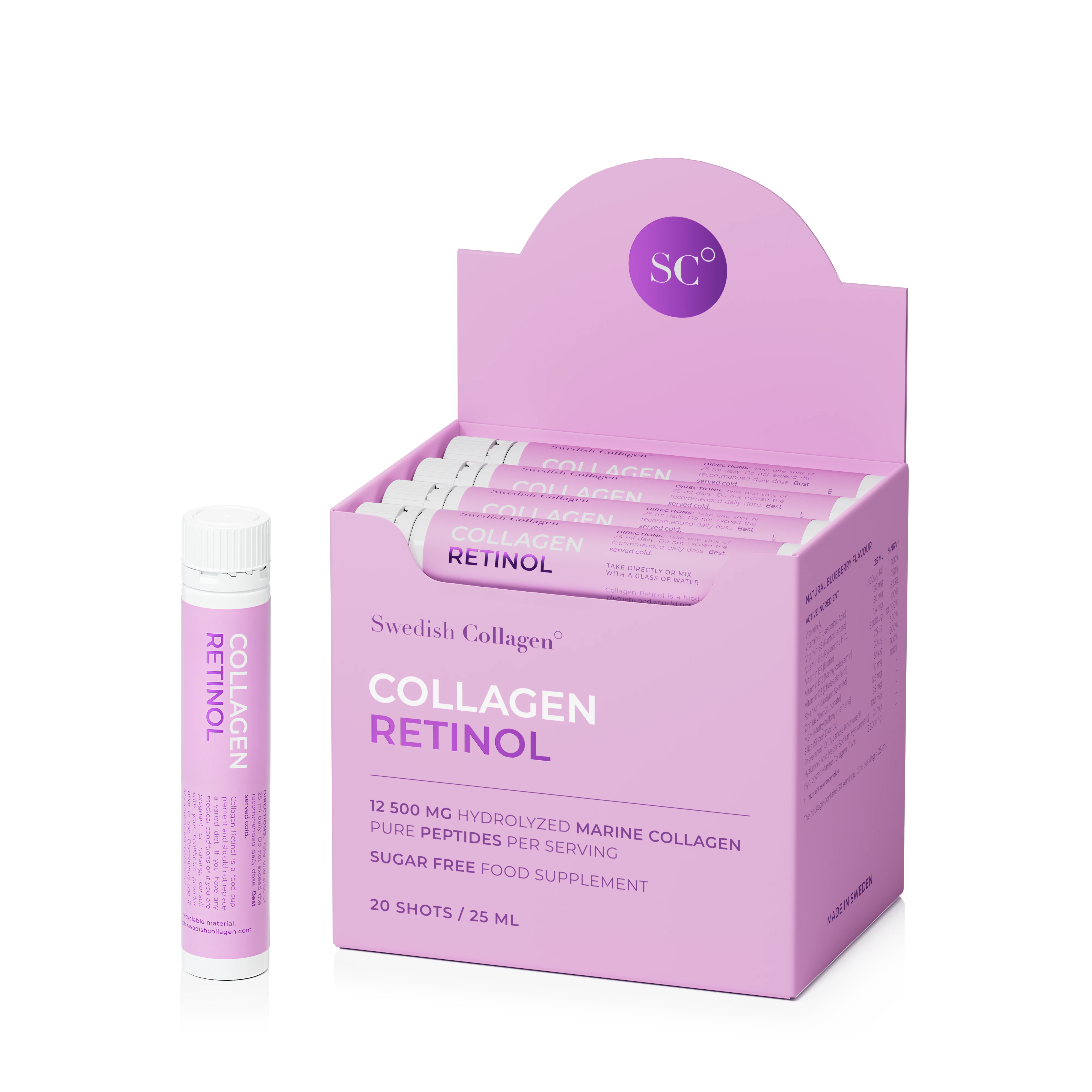 Kolagen z retinolem 12500 mg 20 shotów Swedish Nutra