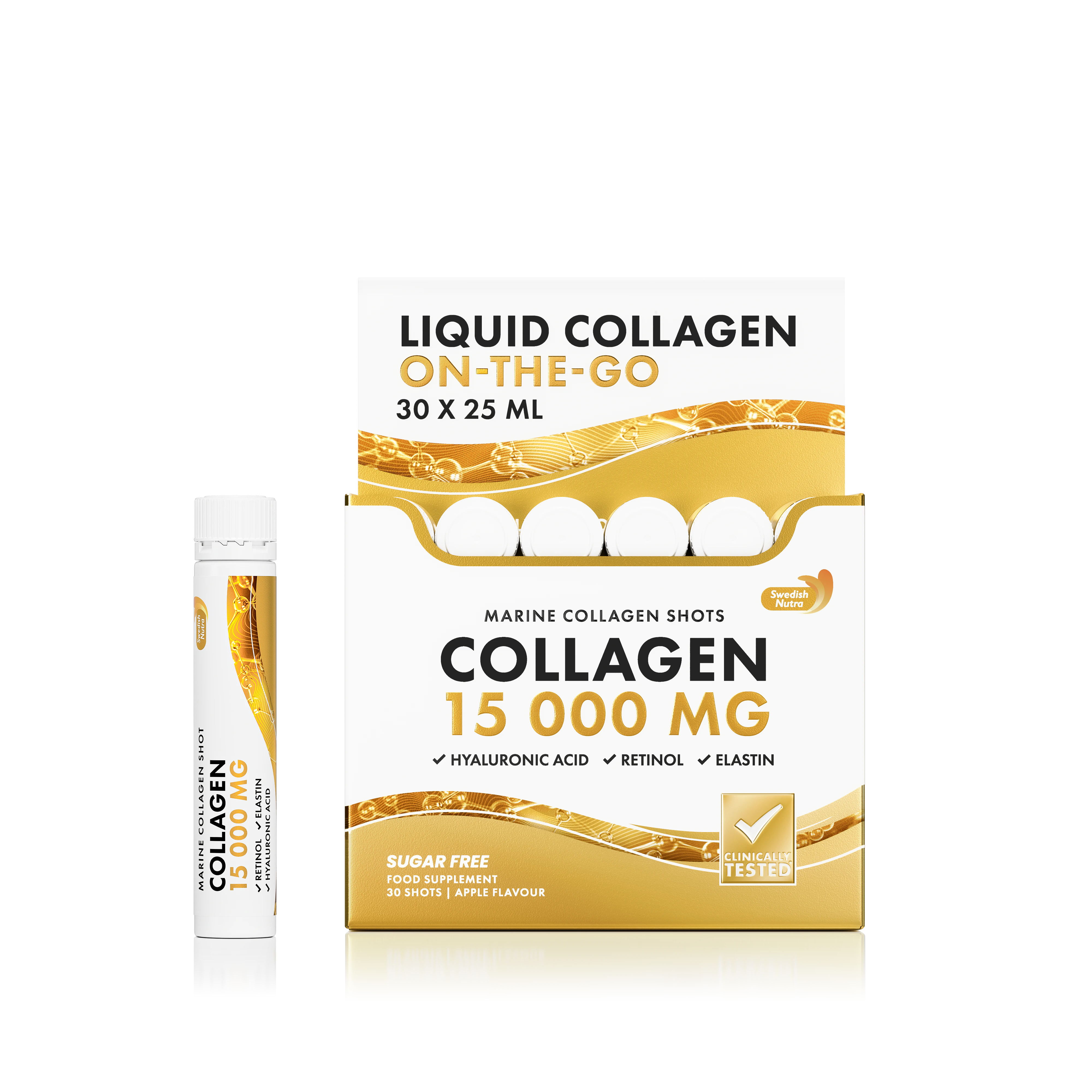 Swedish Nutra Collagen 15 000 mg Shots 25ml x 30szt Kolagen Morski Marine DARMOWA WYSYŁKA