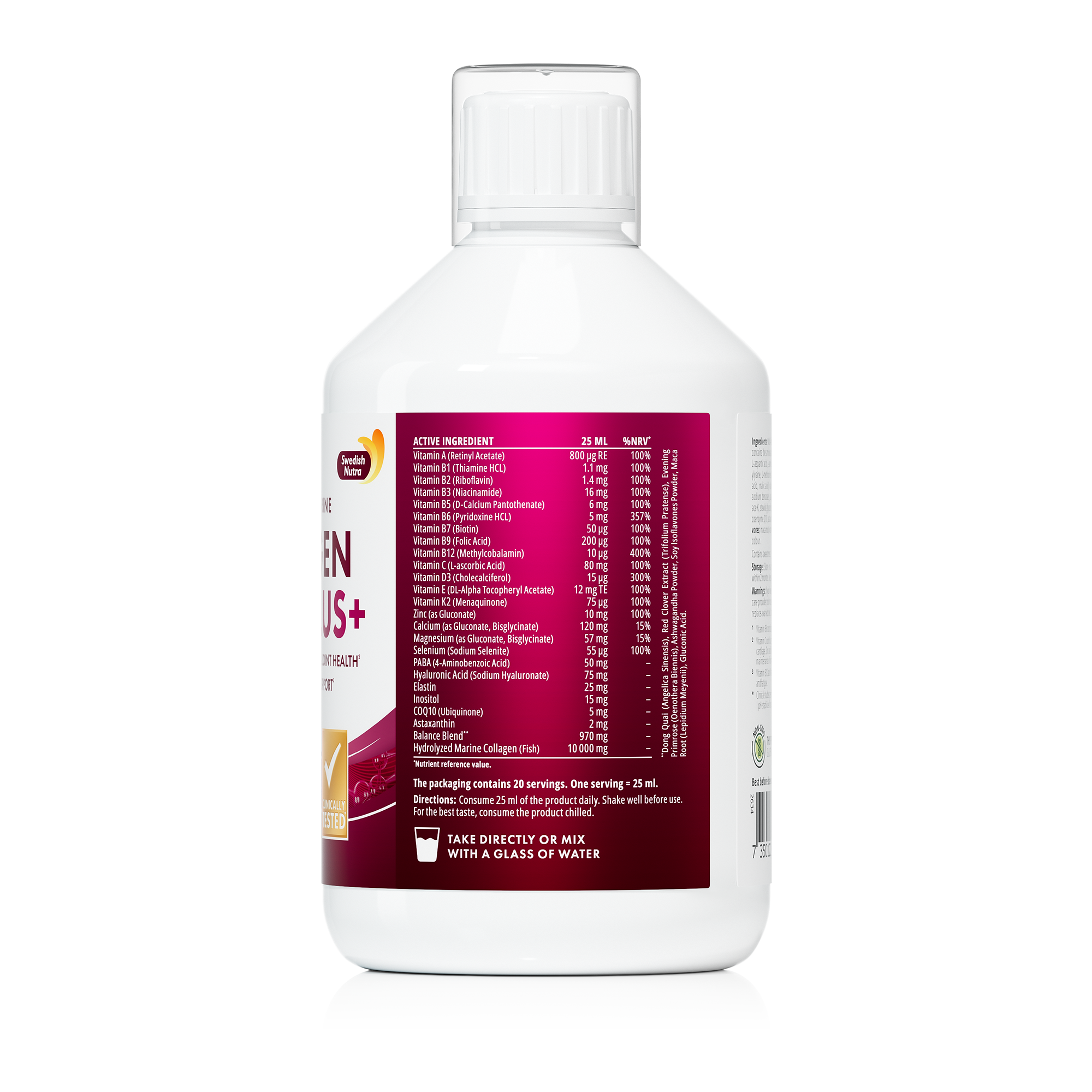 Swedish Nutra Collagen Menoplus – 10 000 mg kolagenu morskiego z kompleksem witamin, minerałów i ekstraktów roślinnych
