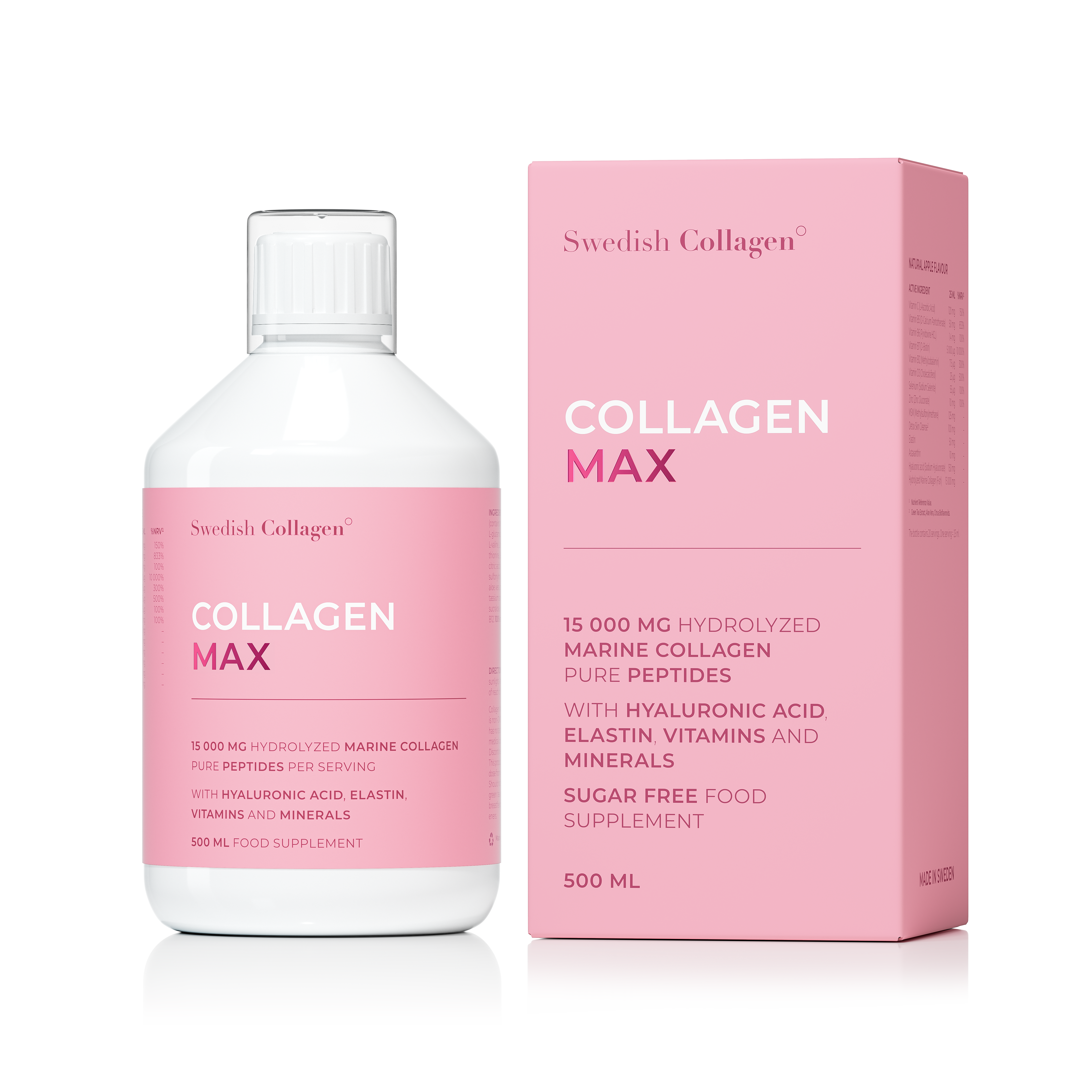 Swedish Nutra Collagen Max – 15 000 mg 500 ml  Kolagenu Morskiego + Kwas Hialuronowy i Elastyna