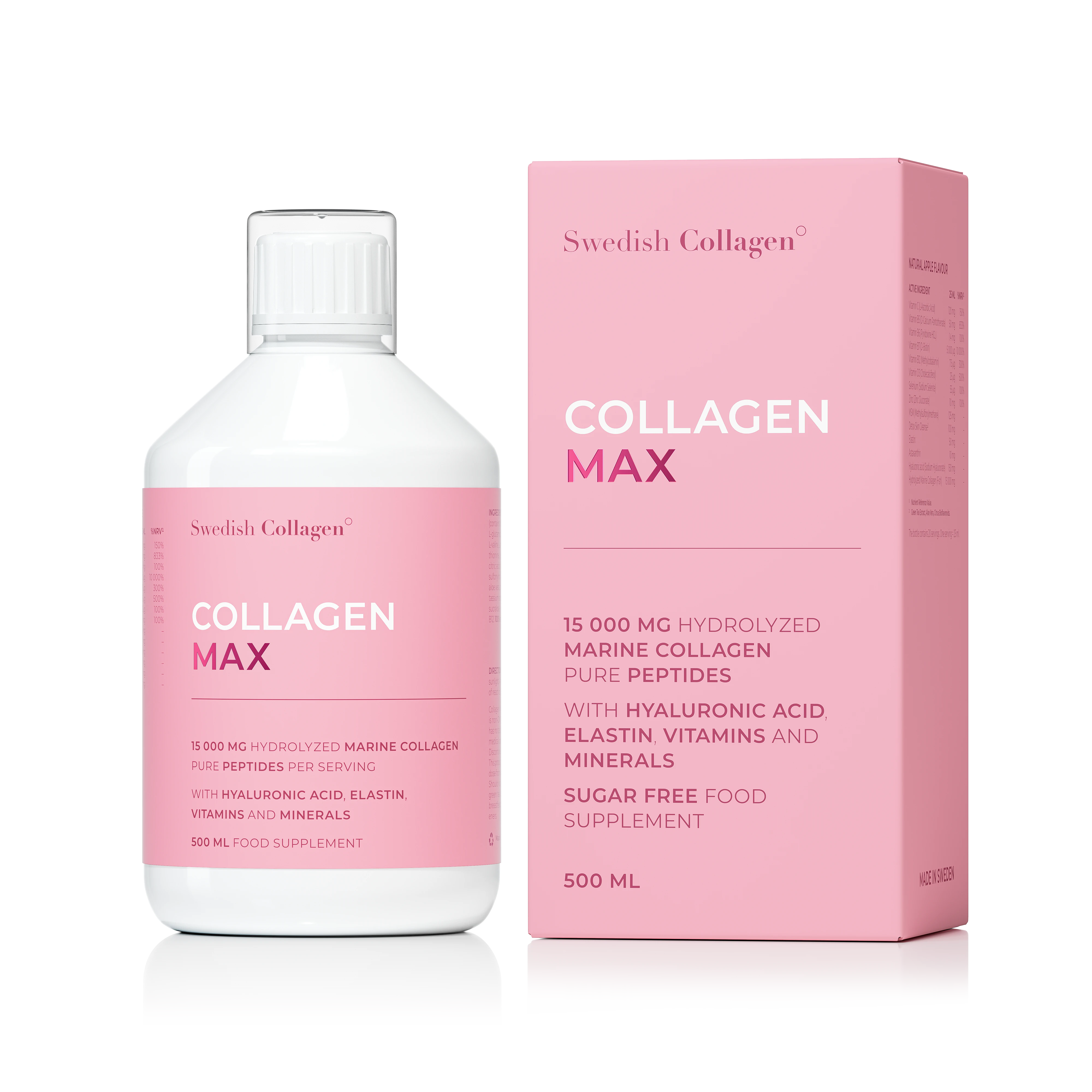 Swedish Nutra Collagen Max – 15 000 mg 500 ml  Kolagenu Morskiego + Kwas Hialuronowy i Elastyna