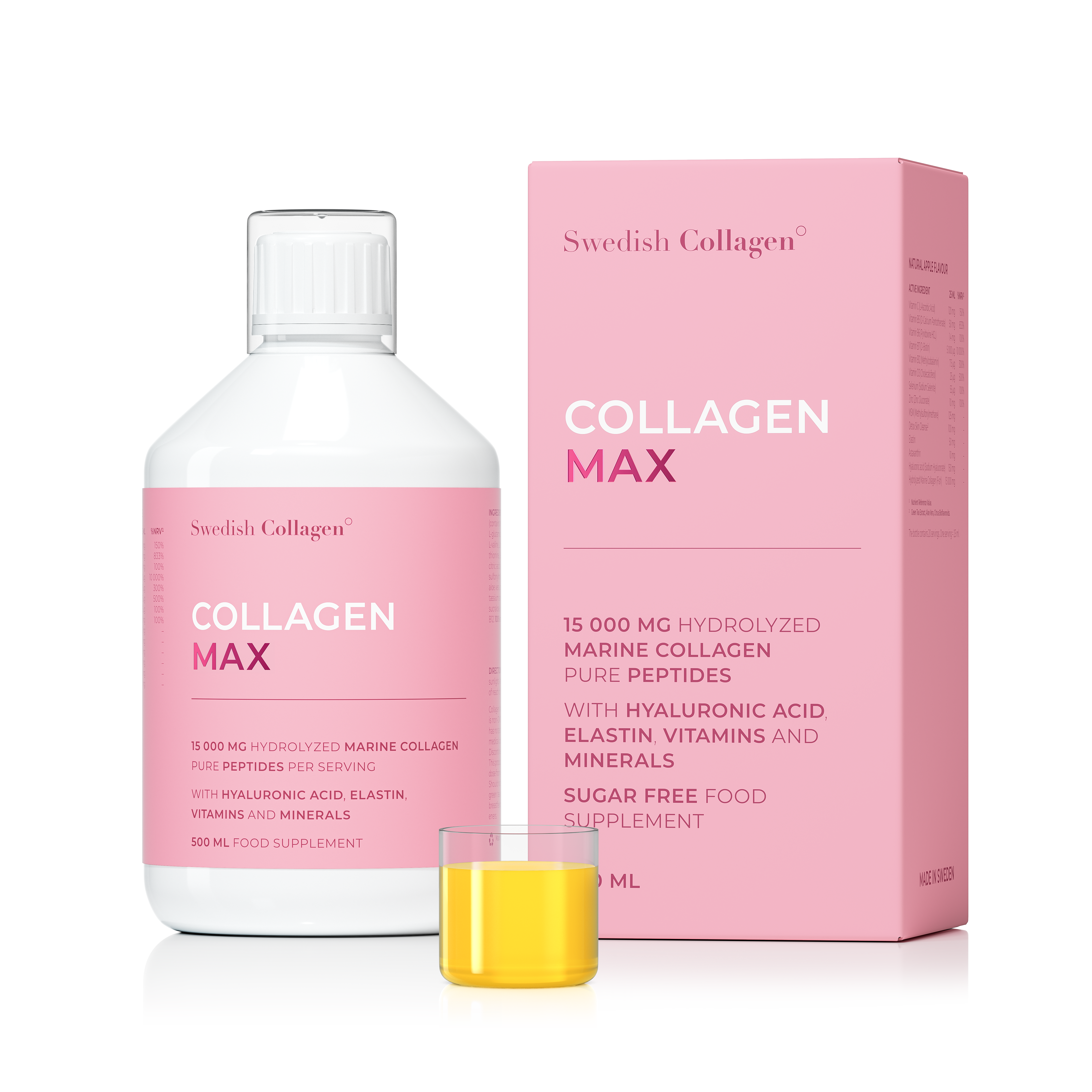 Swedish Nutra Collagen Max – 15 000 mg 500 ml  Kolagenu Morskiego + Kwas Hialuronowy i Elastyna