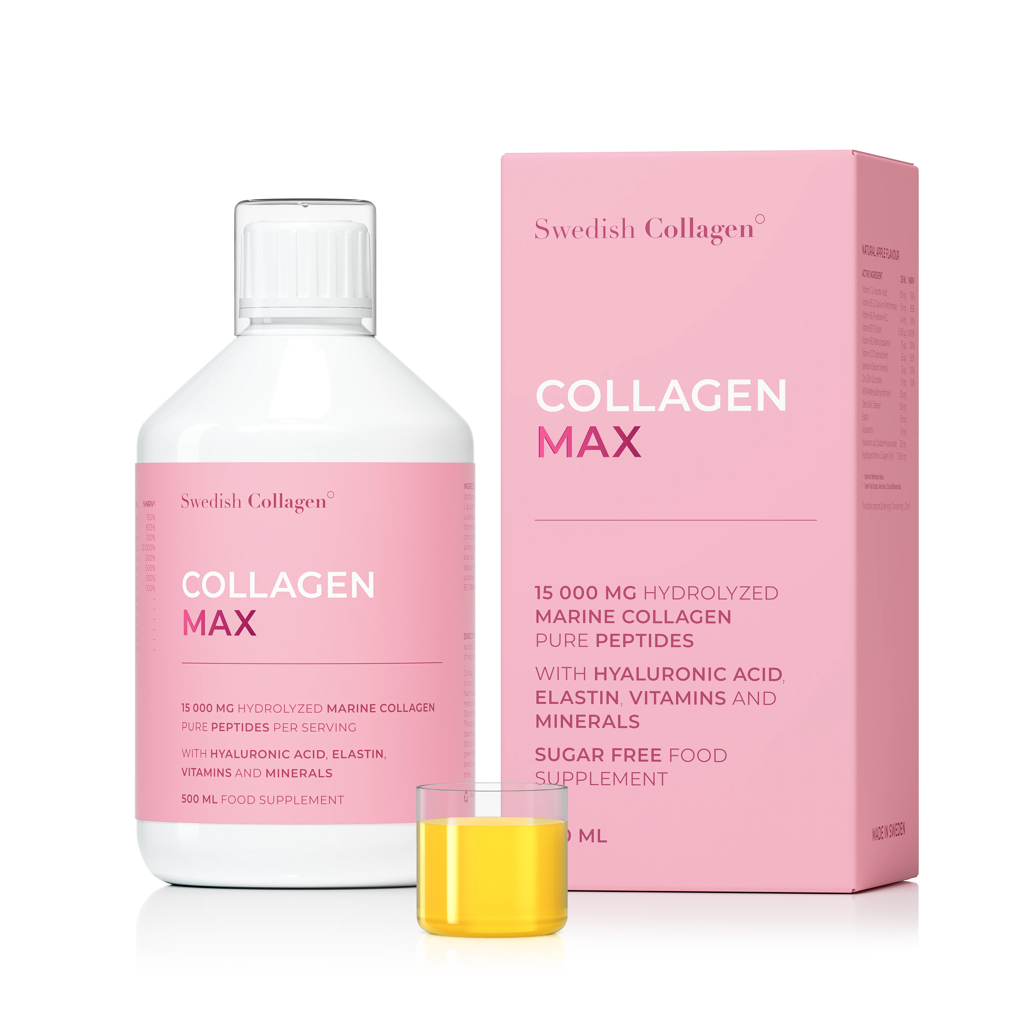 Swedish Nutra Collagen Max – 15 000 mg 500 ml  Kolagenu Morskiego + Kwas Hialuronowy i Elastyna