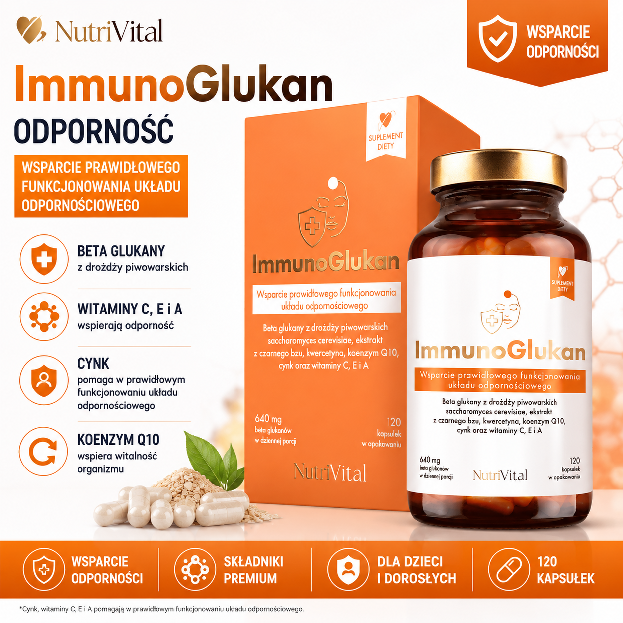 ImmunoGlukan Wsparcie odporności 120 kapsułek NutriVital