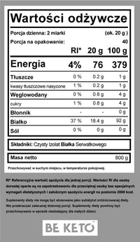 Czysty Izolat Białka – Bezsmakowy 800g BeKeto