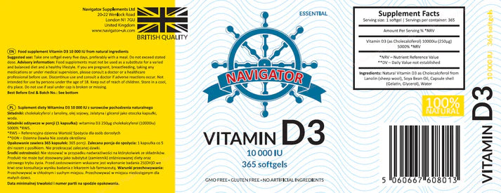 Navigator Witamina D3 10000 IU 365 kapsułek