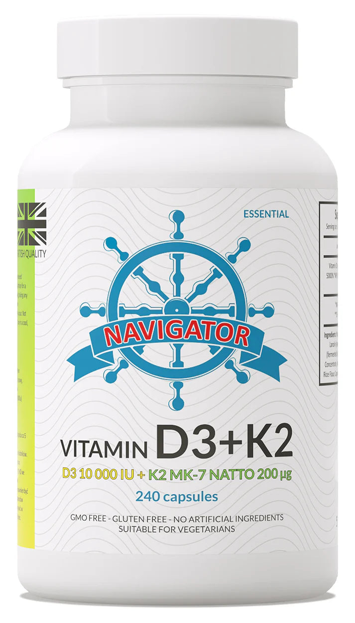 Navigator Witamina D3, 10 000 IU + Witamina K2 MK-7, 200 μg, 240 kapsułek