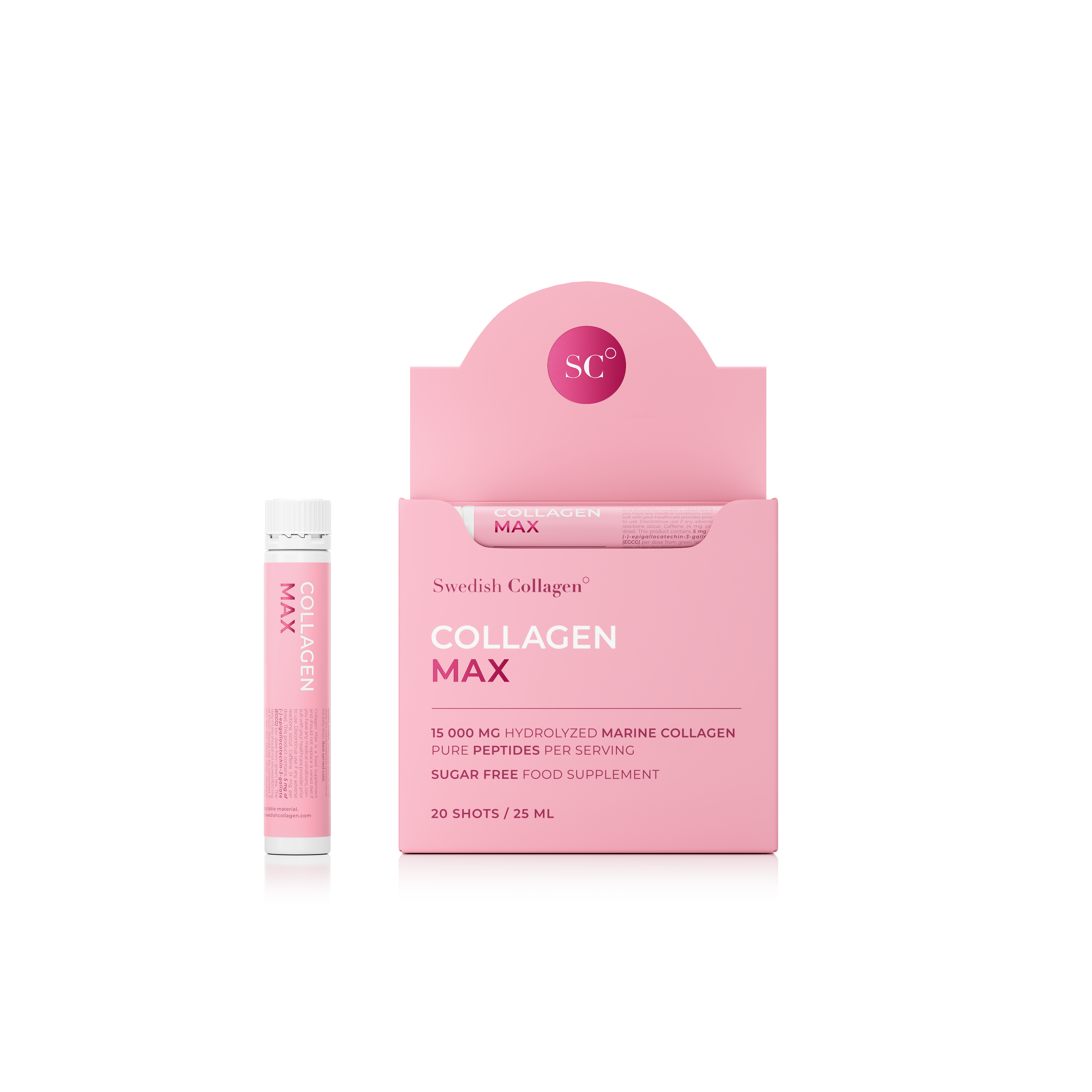 Swedish Nutra Collagen Max – 15 000 mg 20 shotów  Kolagenu Morskiego + Kwas Hialuronowy i Elastyna