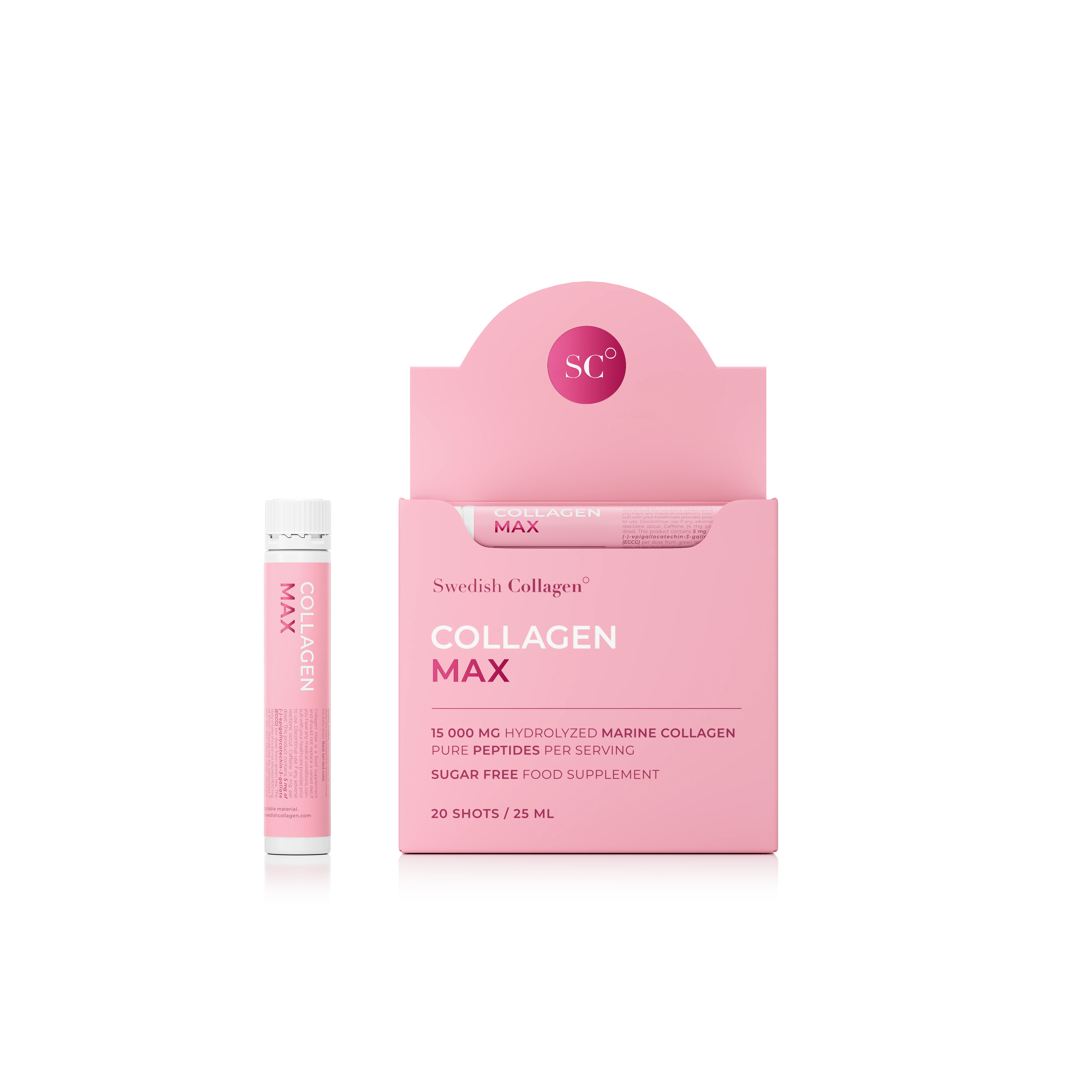 Swedish Nutra Collagen Max – 15 000 mg 20 shotów  Kolagenu Morskiego + Kwas Hialuronowy i Elastyna