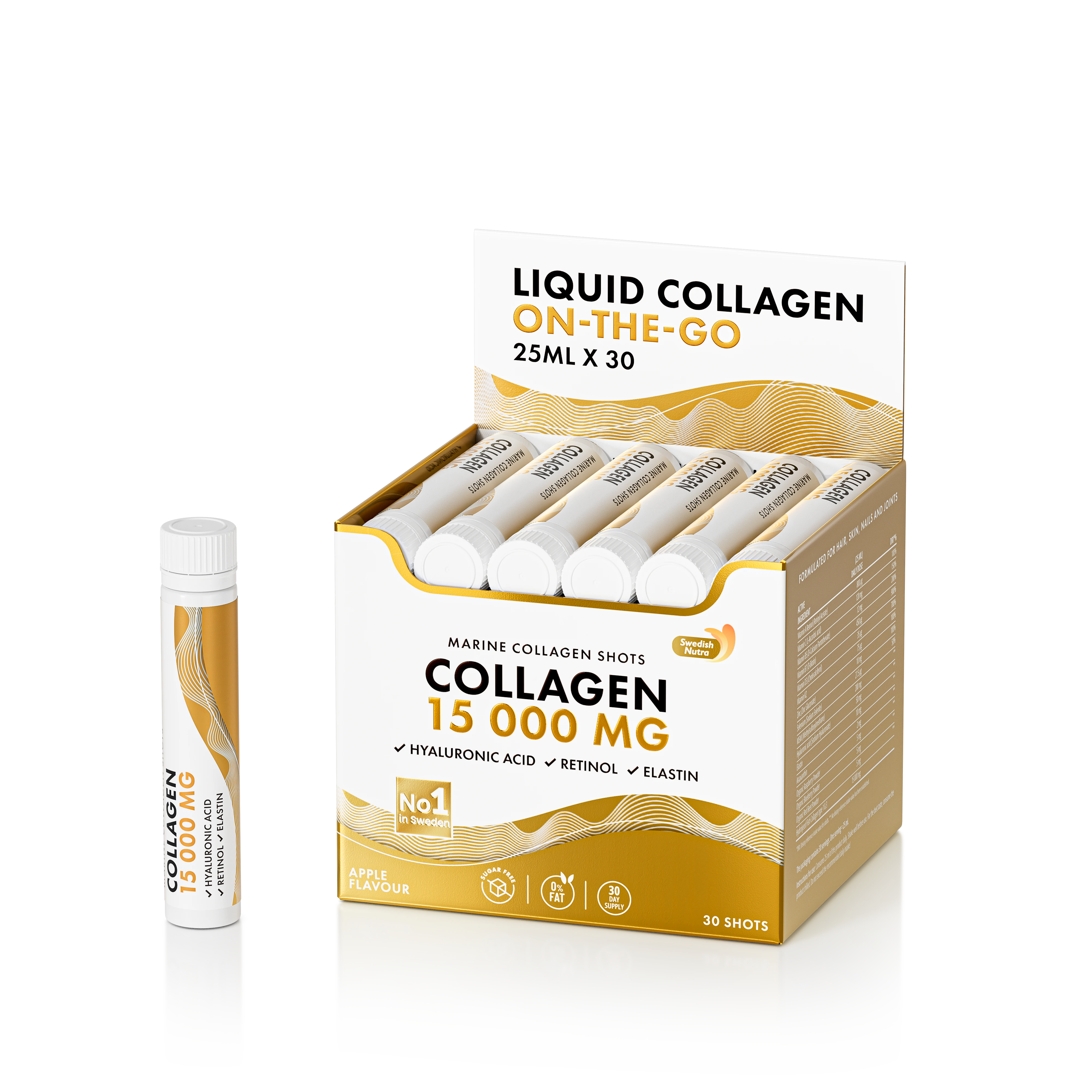 Swedish Nutra Collagen 15 000 mg Shots 25ml x 30szt Kolagen Morski Marine DARMOWA WYSYŁKA