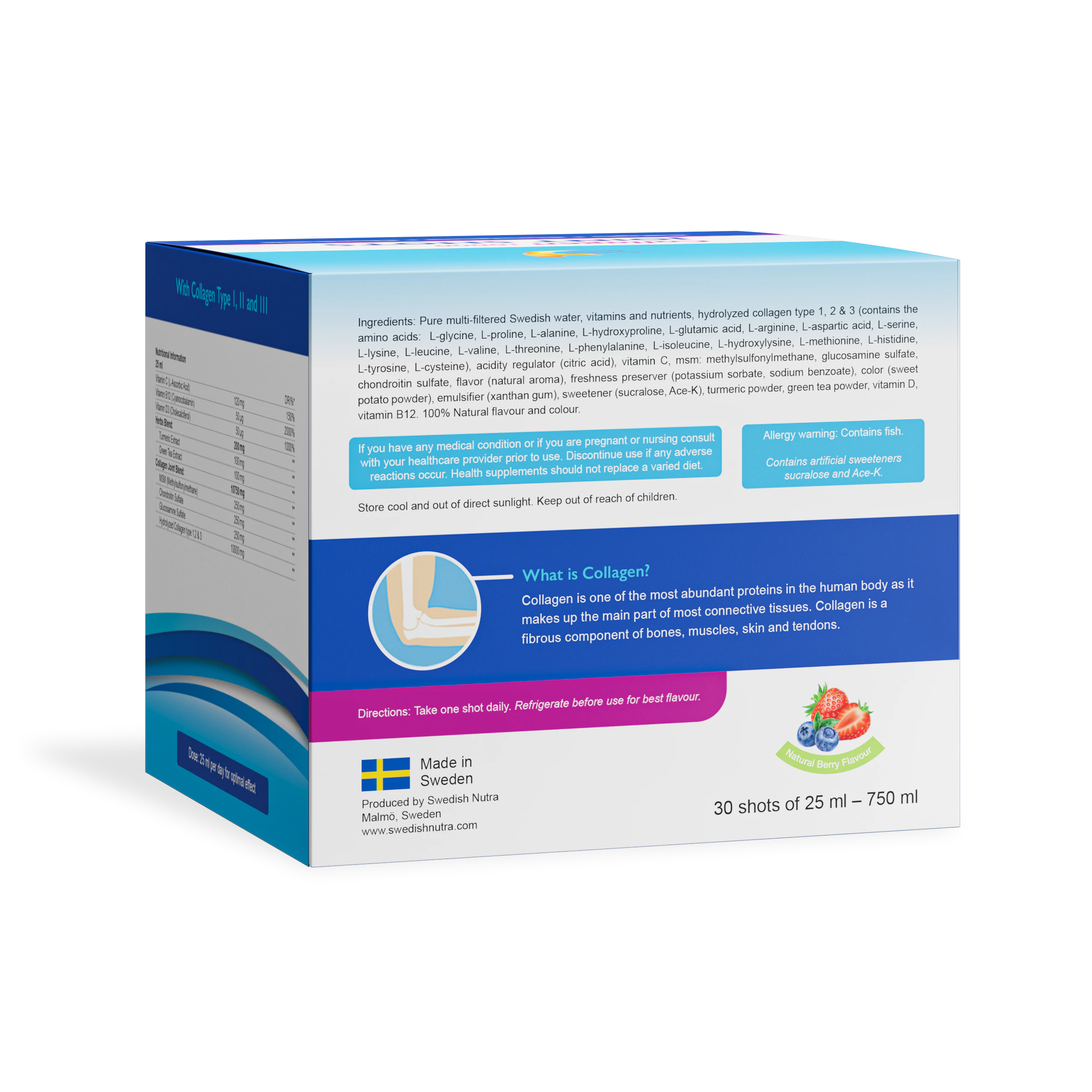 Swedish Nutra Collagen Joint do ochrony stawów Shots 30 szt Po 25 ml
