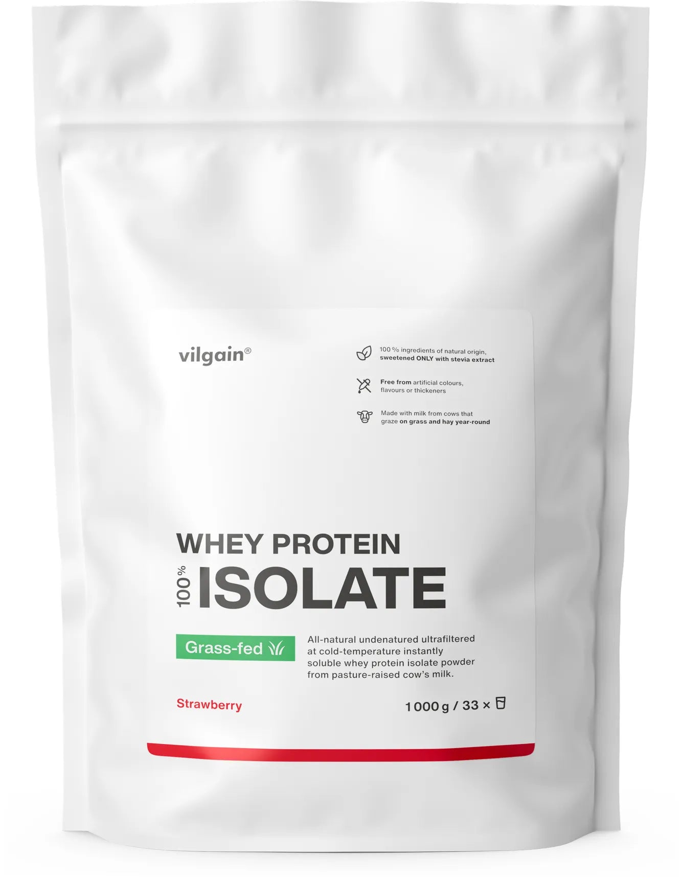Vilgain Grass-Fed Izolat białka Truskawka 1000 g