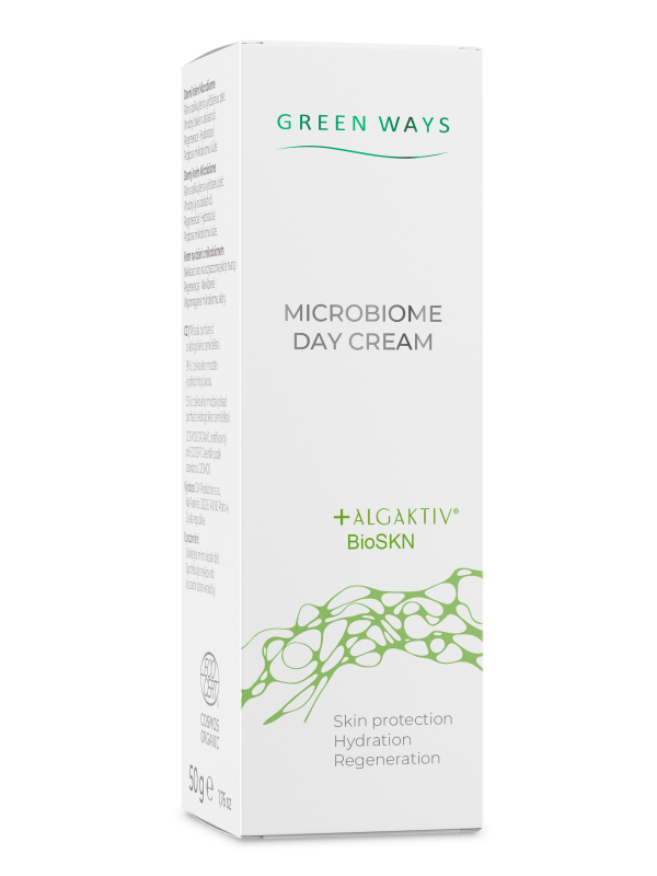 Green Ways Microbiome Day Cream 50g z AlgAktiv BioSKN – krem na dzień, ochrona skóry, nawilżenie, regeneracja, Cosmos Organic