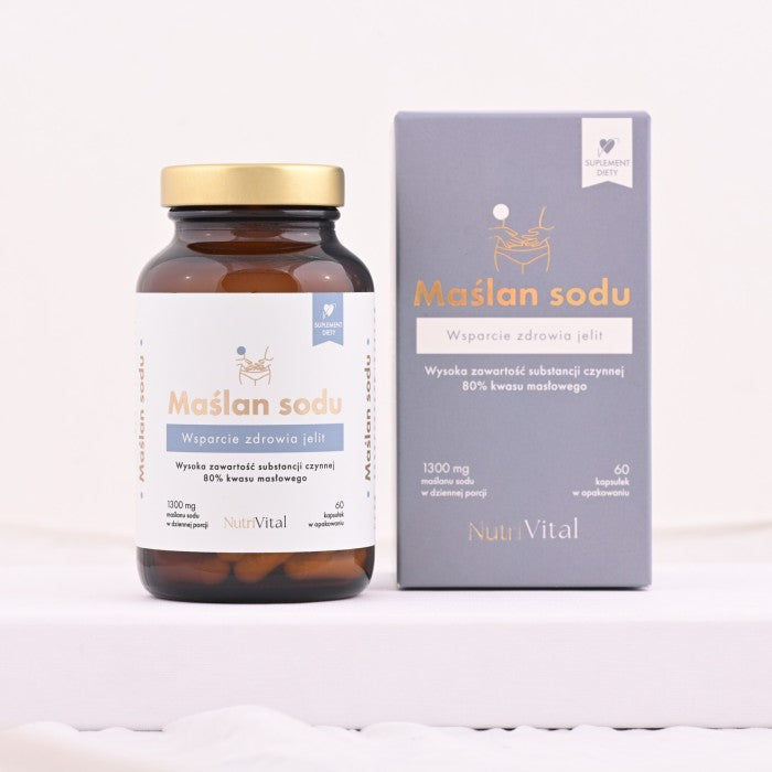 Maślan sodu Wsparcie układu pokarmowego 1300 mg 60 kaps NutriVital