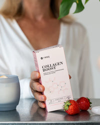 Resq Collagen Boost esencja do picia z aminokwasami wspierająca skórę – 250ml, 15ml dziennie, smak truskawkowy